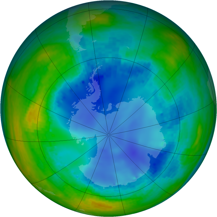 Antarctic ozone map for 06 August 2003